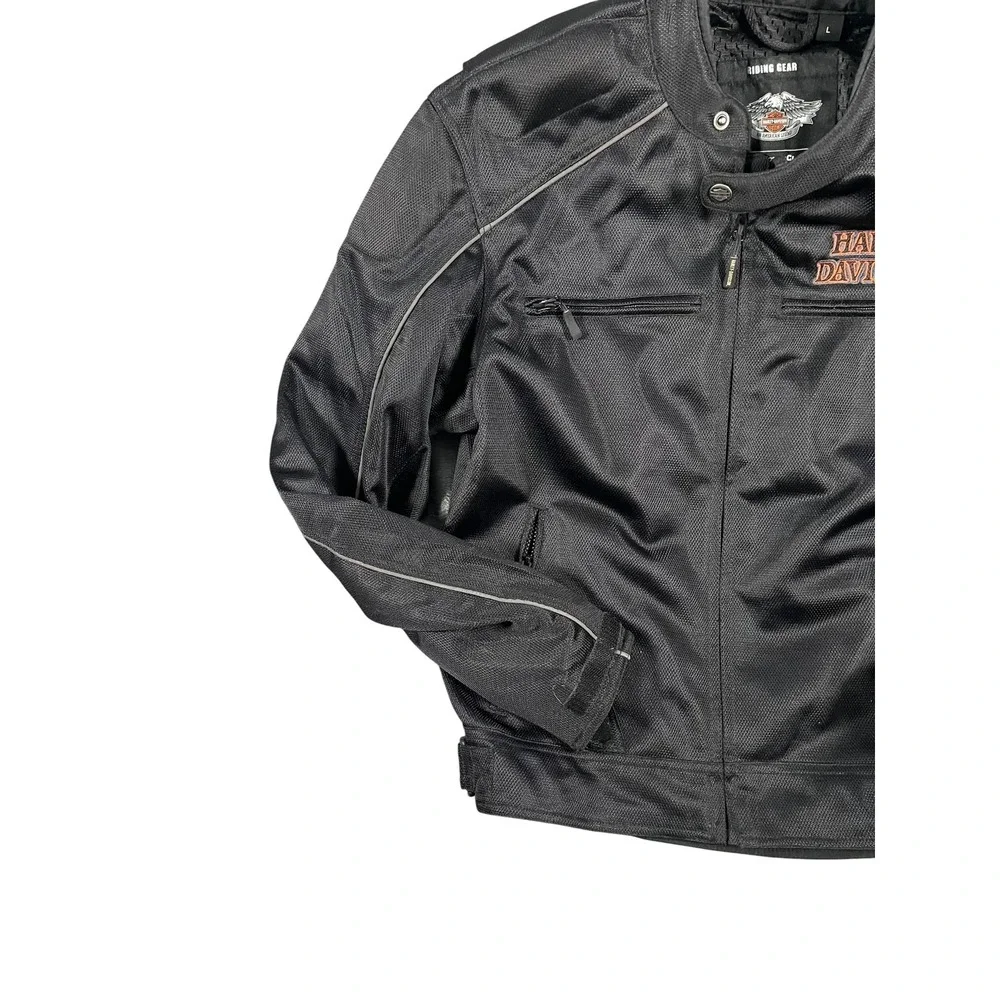 Harley-Davidson Men's Size L Willie G Skull Flames Mesh Riding Jacket Black